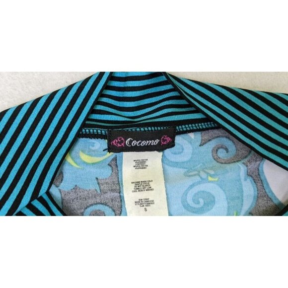 COCOMO - WOMEN'S TEAL BLUE PRINT 3/4 SLEEVE DRESS - SIZE S - Picture 5 of 7